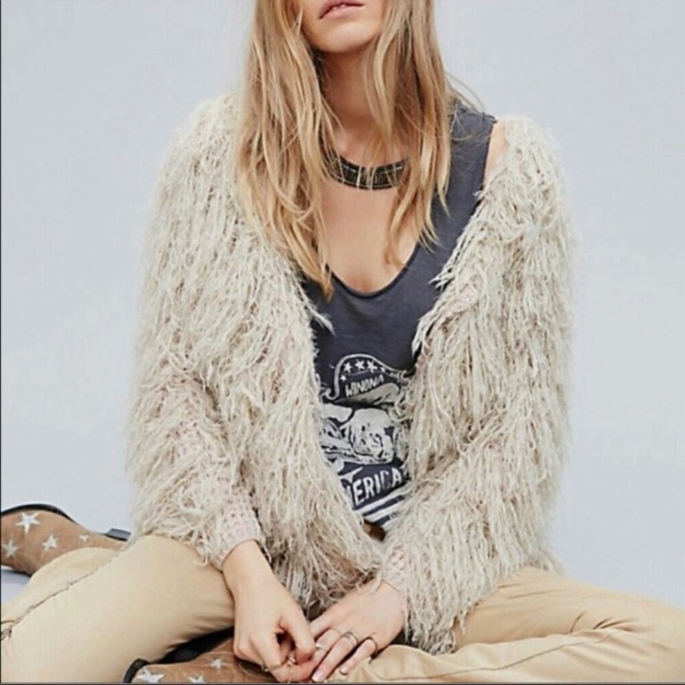 Free People Cream shaggy Sweater